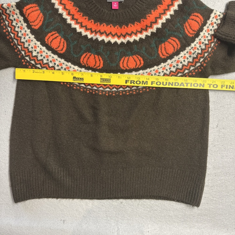 Vince Camuto Pumpkin Fall Fair Isle Crewneck Sweater Brown Size Medium Cottage - Picture 3 of 7